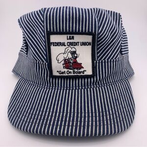 Vtg L&N Federal Credit Union Railroad Conductor Hat Snapback Get On Board Cap